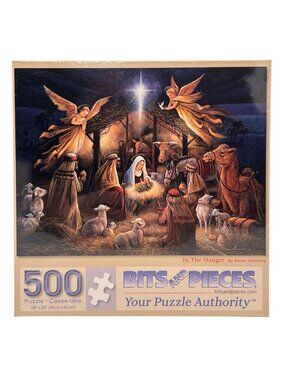 In the Manger Nativity Scene Bits And Pieces 500-Piece Jigsaw Puzzle 18"x24" NEW